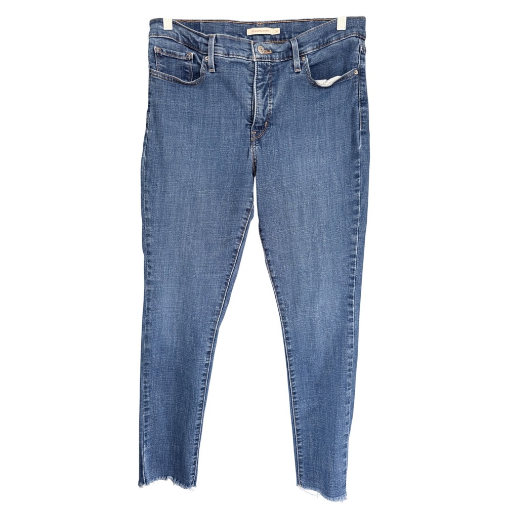 C1 Levis 311 Shaping Skinny Jeans Blue Medium Wash‎ Raw Hem Size 32 Womens